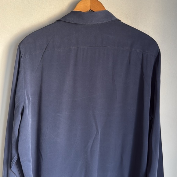 The Row Women's Navy Blue Silk Button Down Blouse top 14 - Picture 9 of 12
